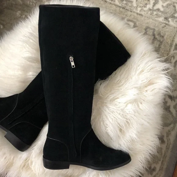 UGG Gracen Black Suede Tall Riding Zipper Boots - Picture 4 of 12